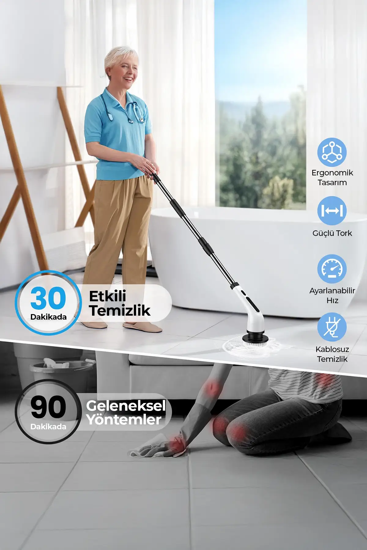 9 in 1 Şarjlı Temizlik Fırçası