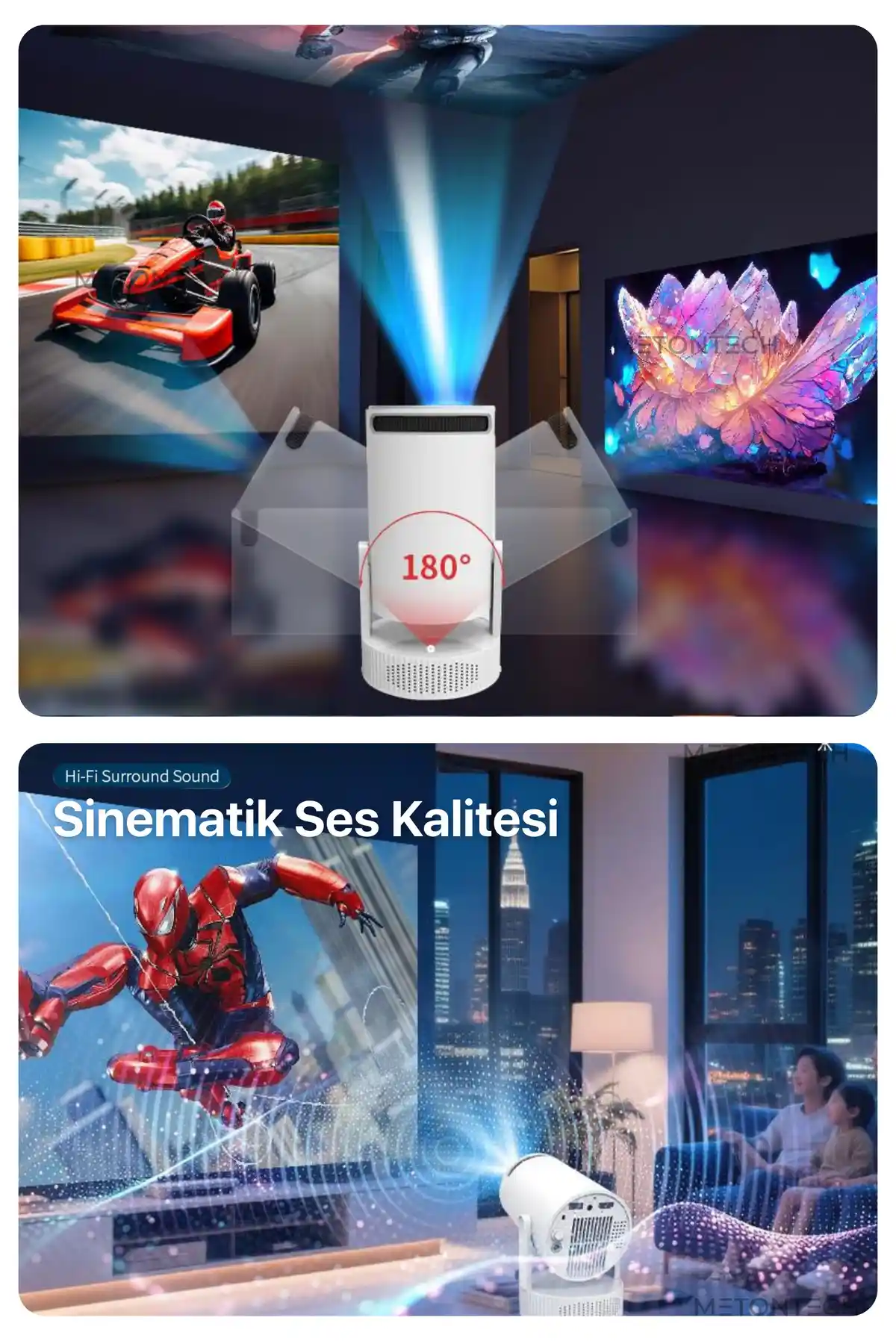  Dahili Bataryalı Android 4K Projeksiyon