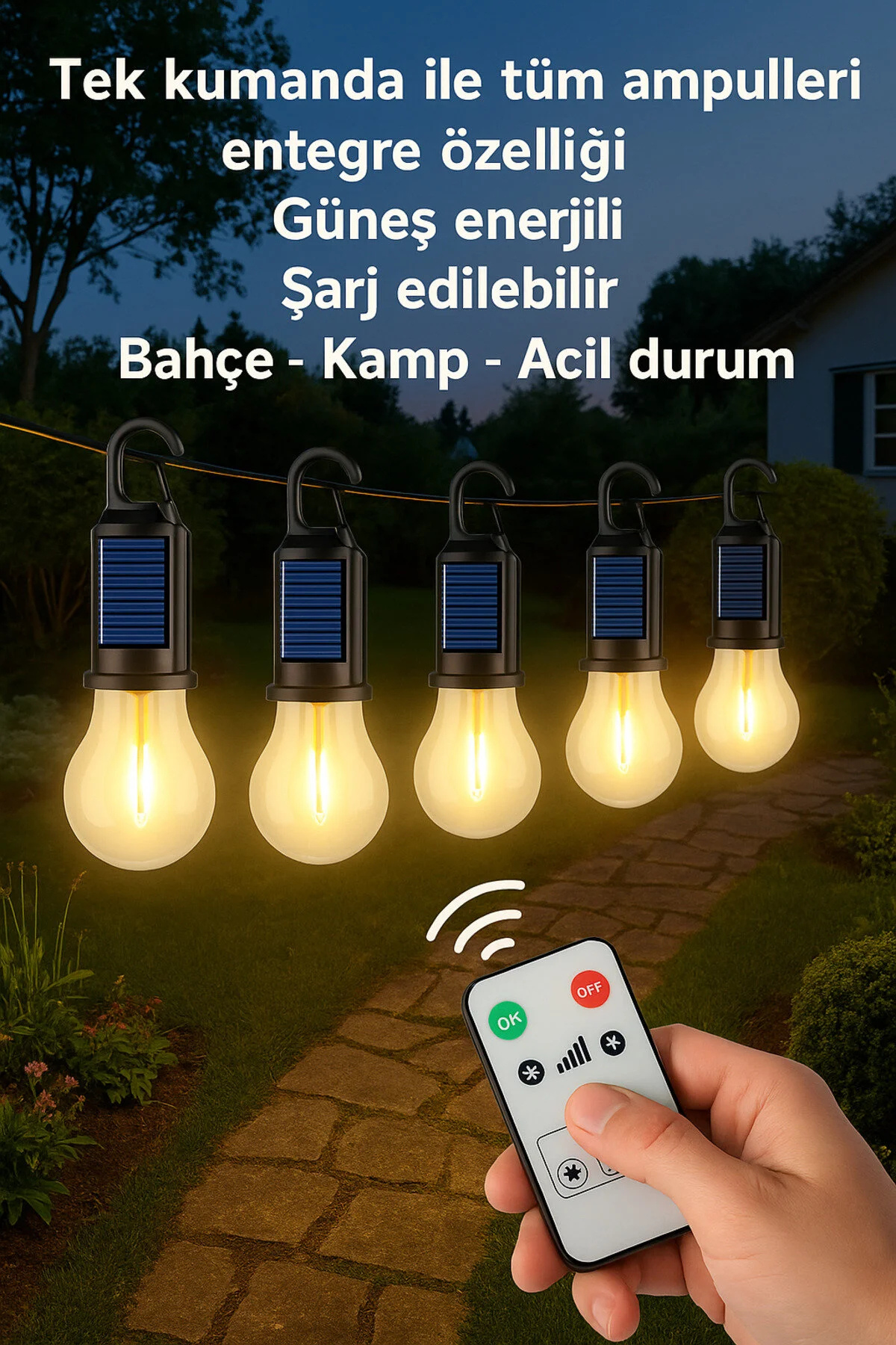 Kumandalı Solar Şarjlı LED Ampul